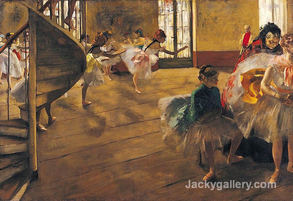 Ballet Rehearsal on Stage by Edgar Degas paintings reproduction
